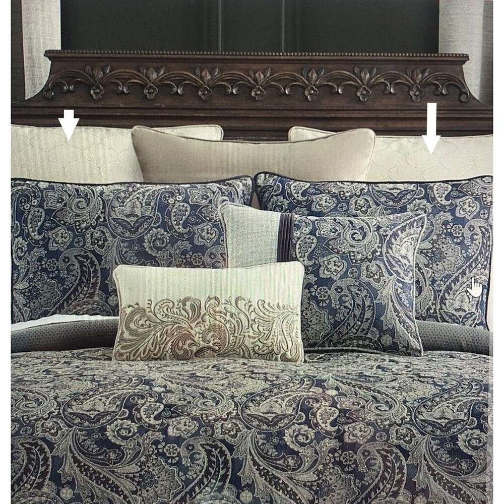 Luxury Waterford Danehill Euro Pillow Sham Shams Set of 2 Blue Oyster Gray 26x26